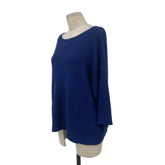 Eileen‎ Fisher Ribbed Knit Linen Blend Sweater Blue Size Medium - Picture 4 of 9